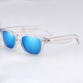 Transparante zonnebrillen met blauwe spiegelglazen en l...