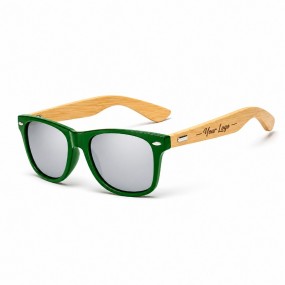 Relatiegeschenk houten zonnebril met logo